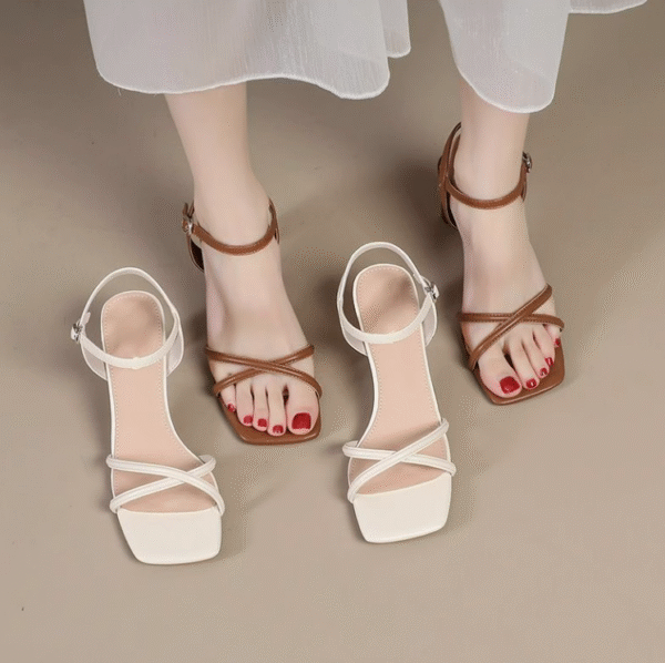 Petite Cross Strap Square Toe Sandal Shoes FS39 - Image 2