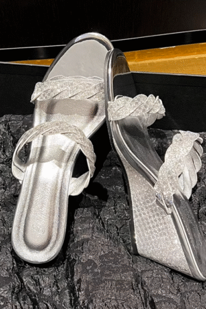 Petite Feet Glitter Dress Wedge Sandal Shoes FS89