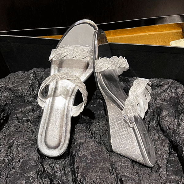 Petite Feet Glitter Dress Wedge Sandal Shoes FS89