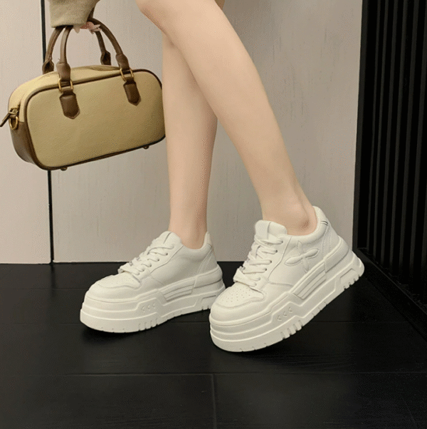 Petite Size White Thicksole Casual Shoes TS384 - Image 3