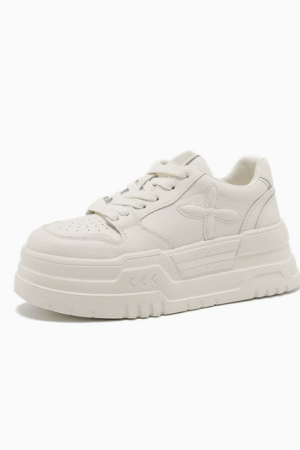 Petite Size White Thicksole Casual Shoes TS384