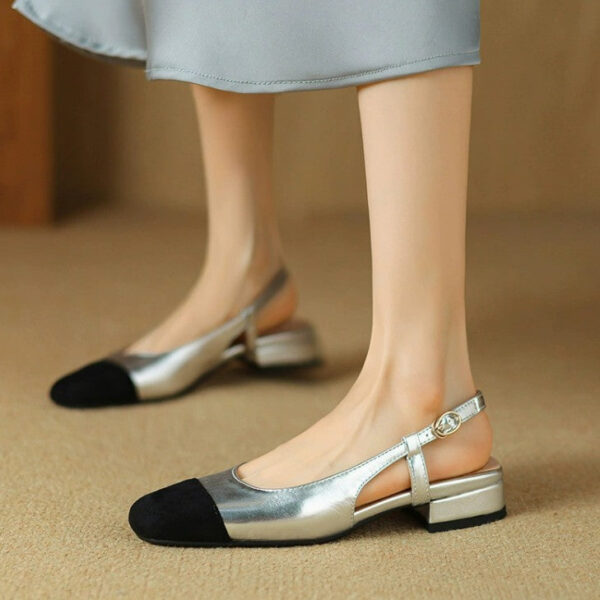 Petite Slingback Block Heels With Toe Cap FS75 - Image 2