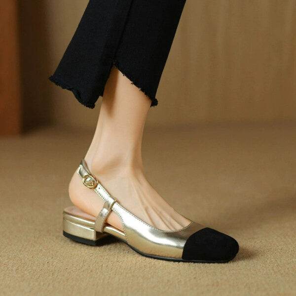 Petite Slingback Block Heels With Toe Cap FS75 - Image 3