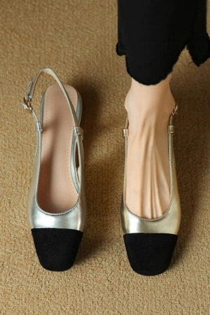 Petite Slingback Block Heels With Toe Cap FS75