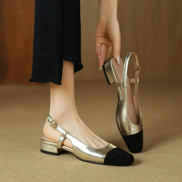 Petite Slingback Block Heels With Toe Cap FS75 - Image 4