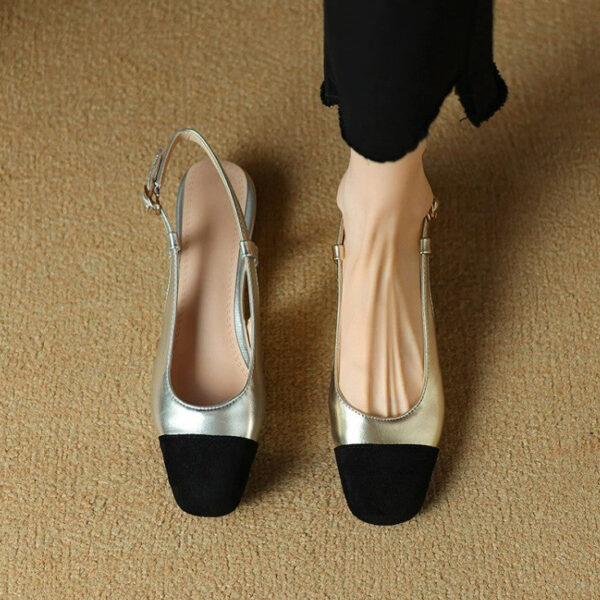 Petite Slingback Block Heels With Toe Cap FS75