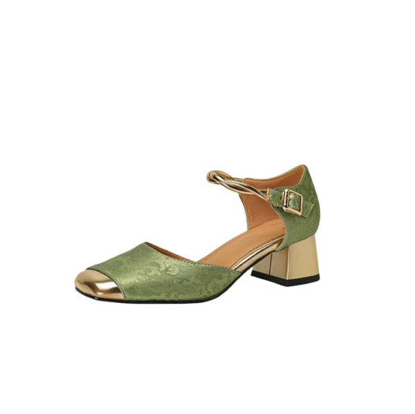 Petite Square Toe Ankle Strap Low Heels FS71 - Image 4