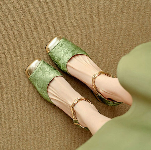 Petite Square Toe Ankle Strap Low Heels FS71 - Image 2