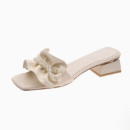 Petite Square Toe Slip On Block Low Heel Shoes FS53
