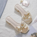 Petite Square Toe Slip On Block Low Heel Shoes FS53