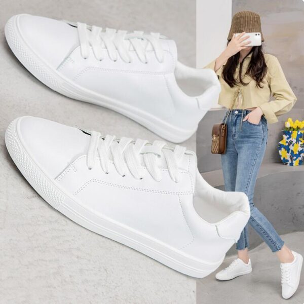 Petite White Casual Lace Up Shoes TS188 - Image 3
