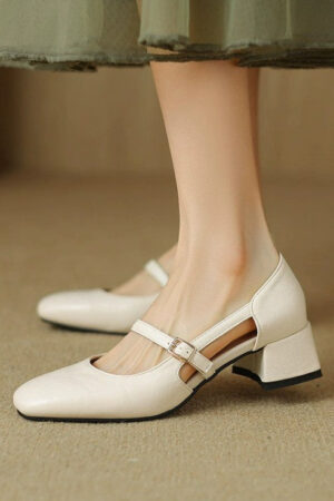 Small Feet Block Heel Square Toe Shoes FS76