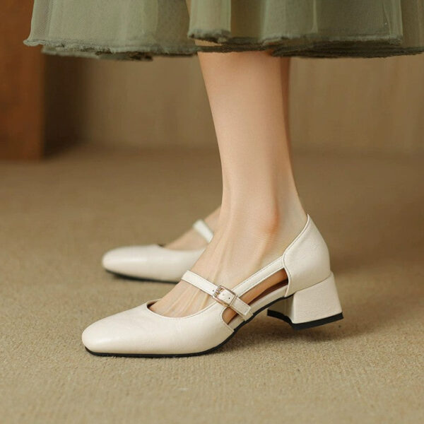 Small Feet Block Heel Square Toe Shoes FS76
