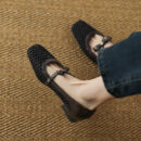 Small Feet Cross Strap Mesh Upper Low Heels FS69