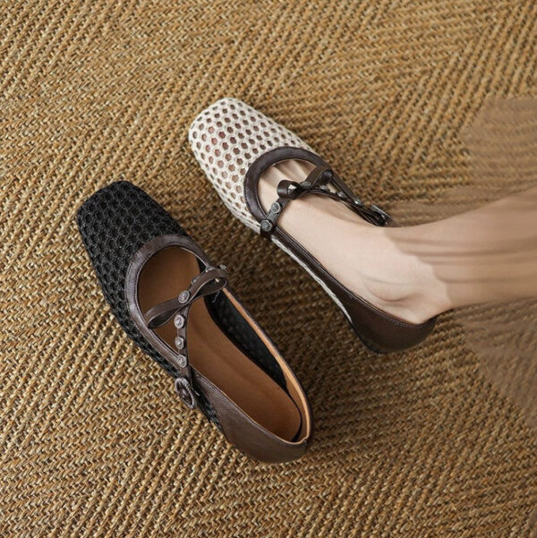 Small Feet Cross Strap Mesh Upper Low Heels FS69