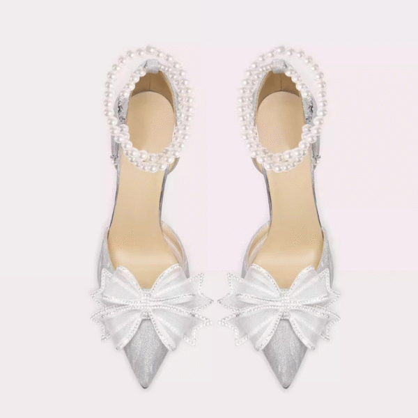 Small Feet Pearl Ankle Strap Glitter Dress Heels FS80 - Image 3
