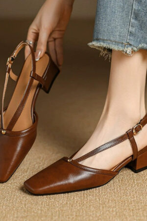 Small Size Slingback Block Heel Shoes FS72