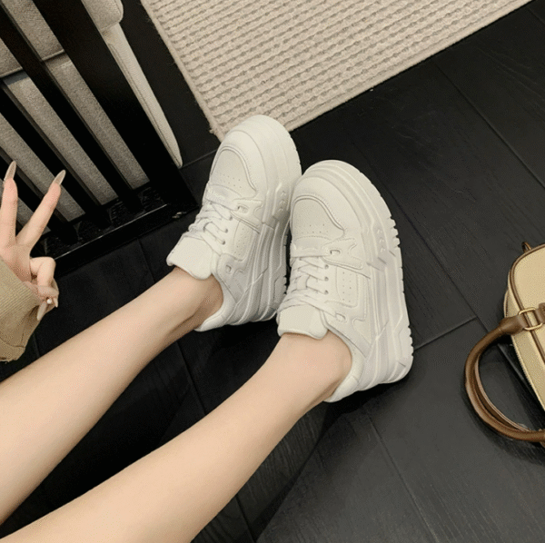 Small Size White Height Increase Casual Shoes TS385 - Image 2