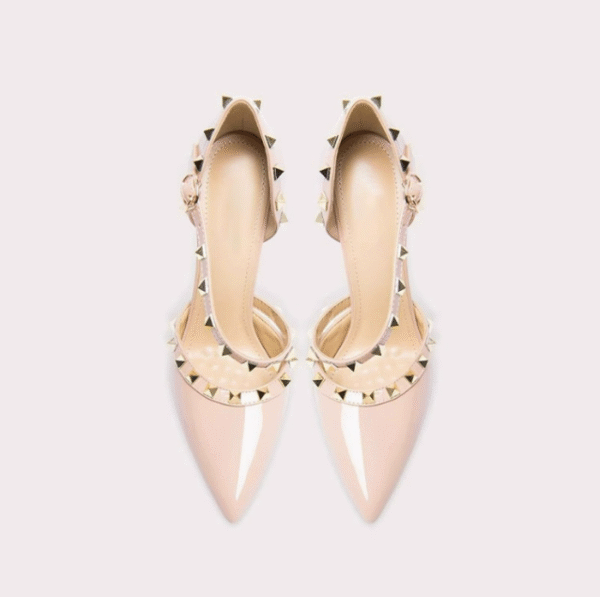 Women's Petite Stud Strap Pointy Patent Heels FS81 - Image 3