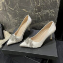 Women's Petite White Satin Pump Shoes FS58