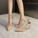 Women's Small Size Ankle Strap Stud Patent Heels FS61