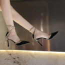 Women's Small Size Ankle Strap Stud Patent Heels FS61