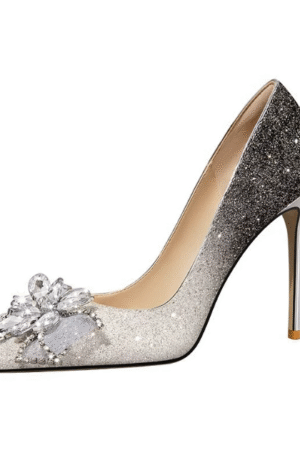 Women's Small Size Glitter Dress Heel Shoes FS82