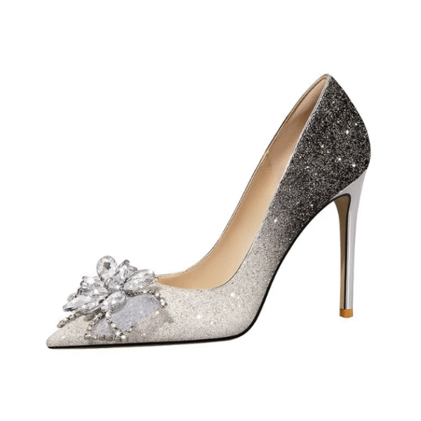 Women's Small Size Glitter Dress Heel Shoes FS82