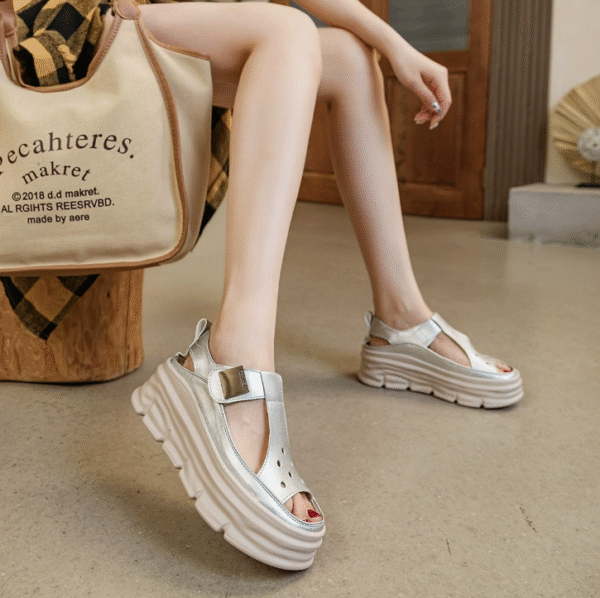 Women's Thicksole Casual Leather Shoes TS394 - Image 2