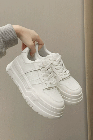 Women's Thicksole White Fashion Sneakers TS383