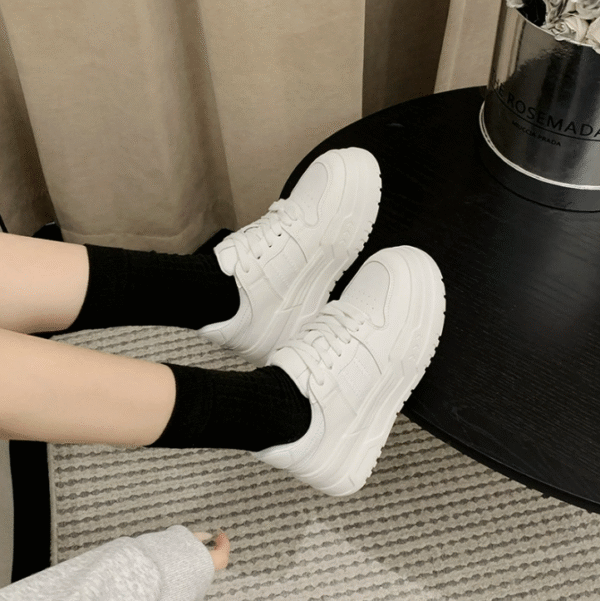 Women's Thicksole White Fashion Sneakers TS383 - Image 3